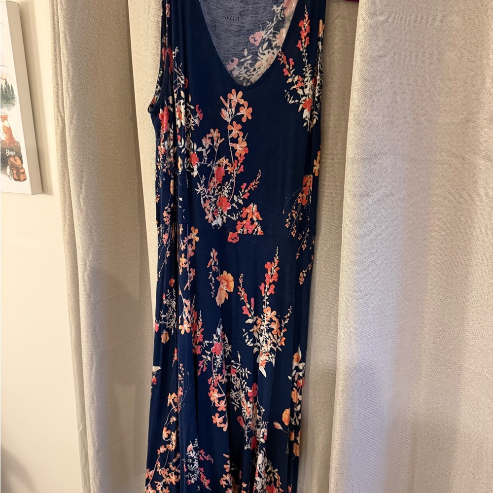 a.n.a Navy Floral Maxi Dress